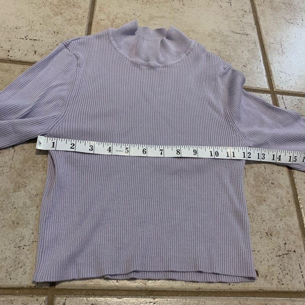 💜 STREETWEAR SOCIETY Lilac Ribbed Mock Neck Cropped Sweater, Women's Medium - Picture 3 of 5